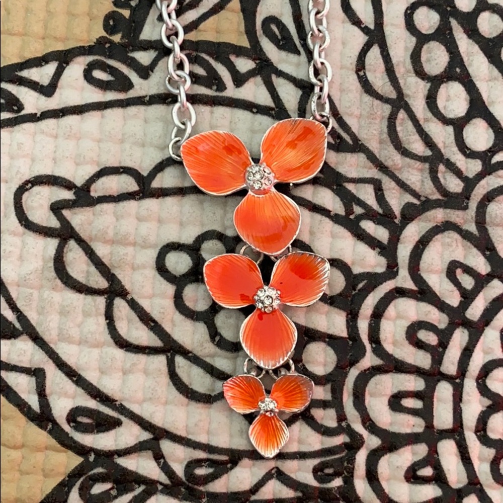 Orange orchid necklace